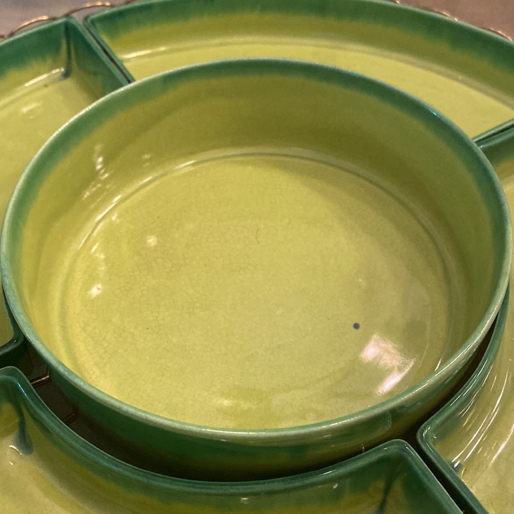 Rotating Mid Century Modern Divided Serving Platter - Picture 3 of 8